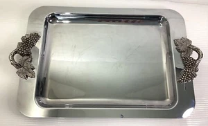 Towle Platería Vintage 20” Bandeja Rectangular Cromada Manijas Decorativas - Imagen 1 de 8
