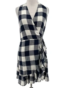 Rails Women's Blue White Sleeveless Madison Azure Check Wrap Dress Size XS - Picture 1 of 6