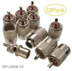 10-Pack UHF PL-259 Male Solder Type RF Connectors for RG8/RG213/LMR400 Coax Wire - Picture 1 of 3