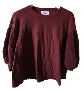 Velvet by Graham & Spencer Bluse Ballonärmel Oberteil Burgund Gr. XS - Bild 1 von 6