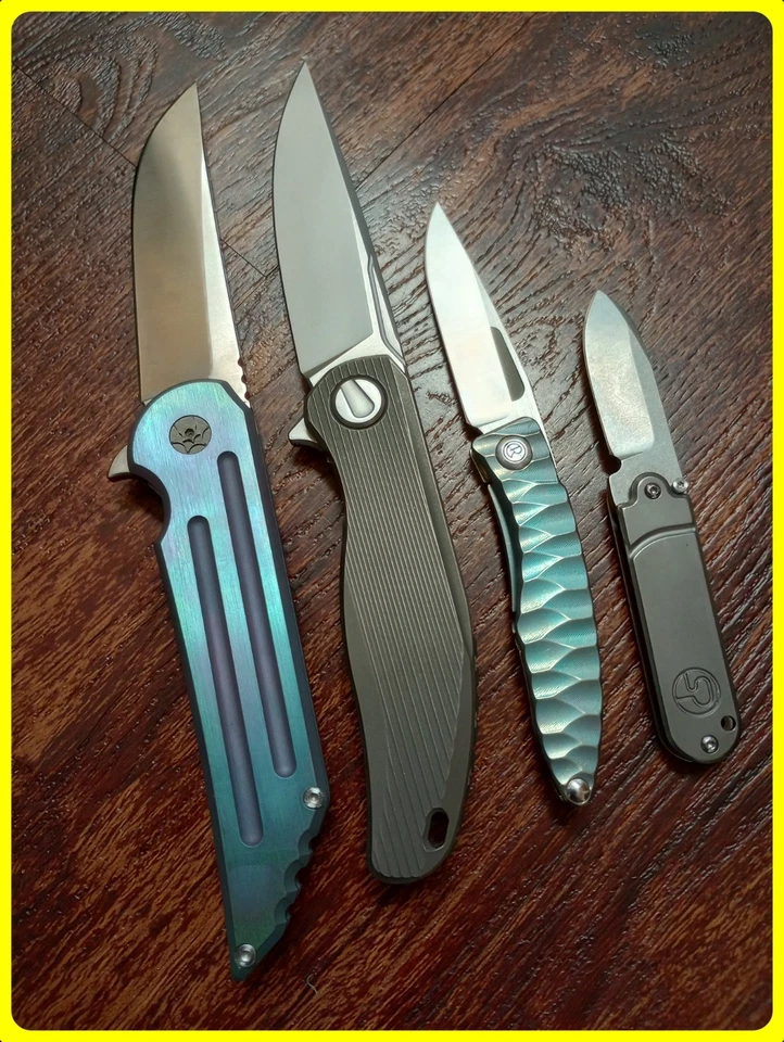Lote de 4 navajas de bolsillo se parecen a cuchillos de bloqueo de marco de titanio cuchillo plegable lote Foto 1 de 4