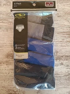 Athletic Works Size Small (28-30) 6 Pack Of Performance Cotton Briefs Blk,blu&Gr - Picture 1 of 1