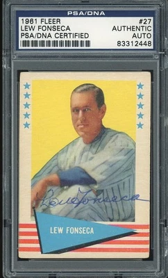 1961 Fleer #27 Lew Fonseca Signed AUTO Autograph PSA/DNA (Paper loss on back) - Image 1 of 2