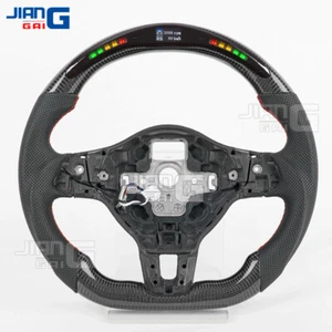 Real Carbon Fiber LED Perforated Leather Steering Wheel Fit VW MK6 GTI 6R 08-14 - Picture 1 of 8