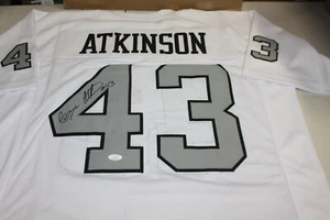 OAKLAND RAIDERS GEORGE ATKINSON #43 SIGNED WHITE RUSH JERSEY SB XI CHAMPS JSA - Picture 1 of 3