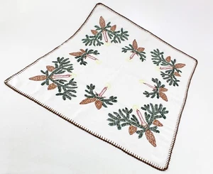 Manta central algodón Navidad manta vela bordada a mano borde ganchillo 70x80 cm - Imagen 1 de 3