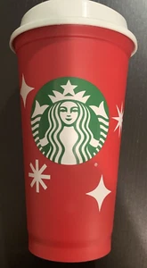 Starbucks 25 Años Rojo Vacaciones Reutilizable Café Té Taza de Plástico con Tapa 16oz -A4 - Imagen 1 de 8