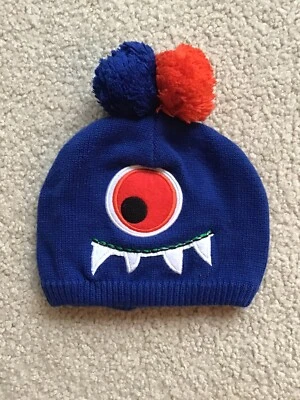 Koala Kids Boys 3 - 6 Months Winter Hat Blue Monster - Image 1 of 4