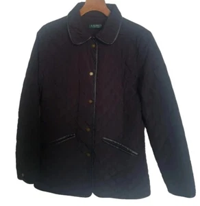 Polo Ralph Lauren Quilted Lightweight Coat Jacket Leather Trim S 8/10 uk Autumn - Picture 1 of 10