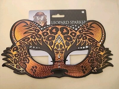 Máscara brillante de leopardo fieltro plástico suave talla única disfraz de Halloween Foto 1 de 4