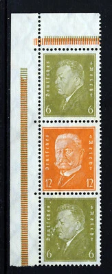 GERMANY 1928-32 6pf Ebert & 12pf Hindenberg Se-Tenant Strip SG 427 & SG 431 MNG - Image 1 of 2