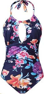 Womens One Piece Swimsuit Tummy Control Bathing Suit Slimming Floral Padded - Picture 1 of 6