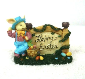 Osterdeko kleines hölzernes Frohe Ostern Hase Schild 3" x 2,5" - Bild 1 von 2