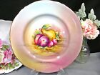 CROWN STAFFORDSHIRE painted orchard fruits cabinet plate England 1930s 