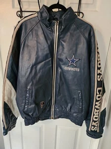 Vintage Pro Player NFL Dallas Cowboys Genuine Leather Jacket Size Men's Large - Picture 1 of 10