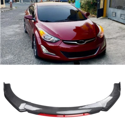 Front Bumper Spoiler Splitter For Hyundai Elantra Sedan Carbon&Red Style - Image 1 of 4