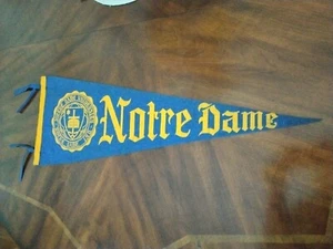 Vintage Notre Dame Wool & Felt Pennant 30" University of Notre Dame 1940s-50s - Picture 1 of 7