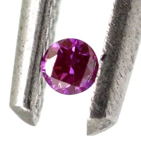 0.039 Ct Loose Natural Diamond Brilliant Round Cut Dark Pink Color VS1 Grade - Picture 1 of 10