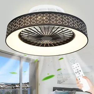 18" Modern Ceiling Fan with Light Remote Control LED Flush Mount Ceiling Fan - Picture 1 of 11