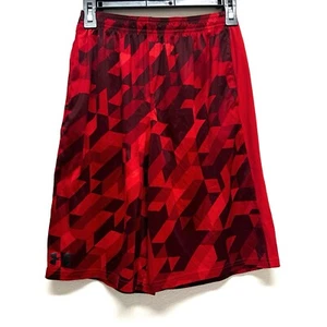 Under Armour Red Geometric Athletic Basketball Shorts Loose Fit Youth L 1281801 - Picture 1 of 8