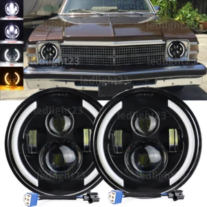 Faros LED redondos de 7" 2 piezas DRL haz sellado alto/bajo ajuste Buick Skylark 1975-1979 - Imagen 1 de 11