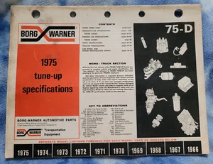 1975 Borg Warner tune up specifications 66 67 68 69 70 72+ Ford AMC Dodge Chevy - Picture 1 of 9