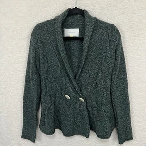 Leifsdottir Cardigan Sweater Womens XS Green Wool Blend Button Snaps Long Sleeve - Picture 1 of 11