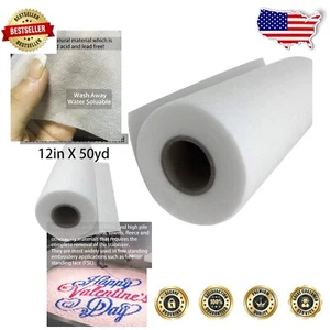 Versatile 12" x 50 yd Water Soluble Stabilizer for Machine and Hand Embroidery - Picture 1 of 8