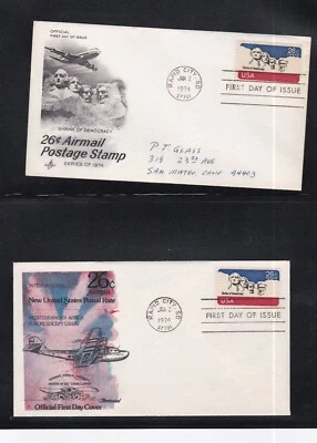 USA 1974 3 FIRST COVERS MOUNT RUSHMORE  26c AIRMAIL WITH CACHETS - Image 1 of 2