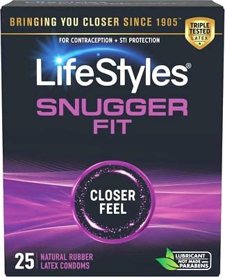 Snugger Fit Natural Rubber and Lubricated Latex Condoms Value Pack, 25 Count, 1 - Image 1 of 3