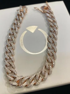 5.68 Cts F/VS1 Round Brilliant Cut Diamonds Cuban Link Bracelet In 750 18K Gold - Picture 1 of 12