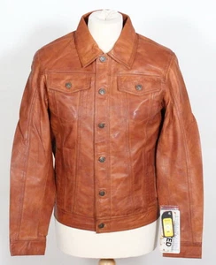 'Camionero' Denim Nueva Hombre Encerado Marrón Napa Suave Real Oeste Cuero Rock - Imagen 1 de 10