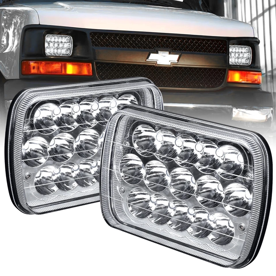 5x7 7x6 LED Headlight Pair for Jeep Wrangler YJ Cherokee XJ Chevy Express Ford - Image 1 of 4