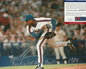 DOC GOODEN FIRMATA NY METS 8X10 FOTO ROOKIE DELL'ANNO 1984 SCRITTA PSA DNA - Foto 1 di 5