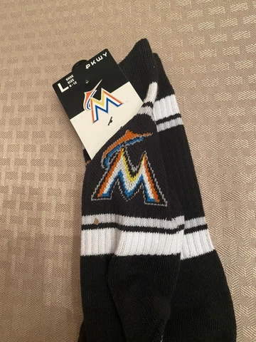 Miami Marlins Athletic Fit Socks Large Shoe Sizes 6-12 Cover