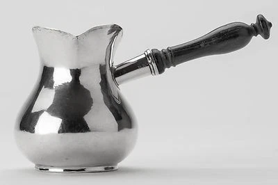 POT ARGENT MASSIF 18e ANCIEN POT À LAIT CRÉMIER XVIIIème MANCHE ÉBÈNE - Photo 1/4