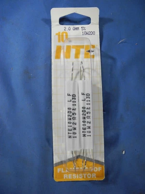 (2) NTE Electronics 10W2D0 RESISTOR 10 WATT CERMET WIREWOUND FLAMEPROOF 2.0 OHM - Изображение 1 из 3