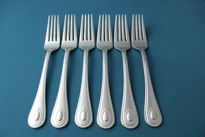 6 Salad Forks Lenox FRENCH PERLE 18/10 Stainless Vietnam NEW 7 1/4" - Picture 1 of 5