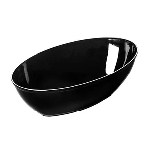 2 qt. Black Oval Plastic Serving Bowls, Dessert Soup Salad Serving Bowls 24 pcs - Picture 1 of 3