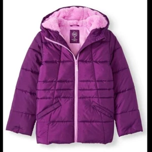 Wonder Nation Mädchen dunkel lila gesteppte Luftpolster gefütterte Jacke Fleece Gr. XL 14-16 - Bild 1 von 12