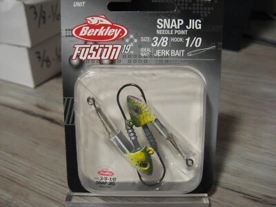 2 cabezas de cebo Berkley Fusion Snap Jigs Jerk 1/0 gancho de pescado - 3/8 OZ gobio Foto 1 de 4