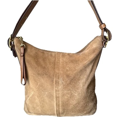 Coach Legacy Slim Style Tan Suede Shoulder Hobo Bucket Bag Purse Vintage # 9327 - Image 1 of 4