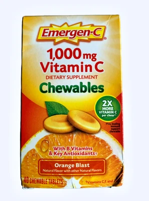 Emergen-C 1000 mg Vitamin C Chewables Orange Blast 40 EA - NEW - Image 1 of 4