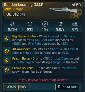 Borderlands 4 • MODDED • Looming G.M.R. Shotgun • 86k DPS • Lvl 50 • PS PC XB - Bild 1 von 2