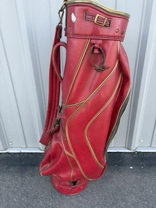 RARE VINTAGE RED ACUSHNET (Titleist) VINYL CART GOLF BAG - Single Strap, 3-Way!! - Picture 1 of 17