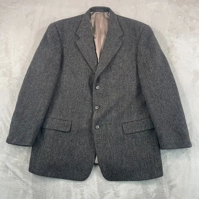 Abrigo Blazer Deportivo Harris Tweed De Colección Hombres 44L Marrón Espiga 100% Lana EE. UU. Foto 1 de 4