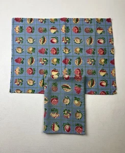 April Cornell Blue FRUIT Print Waffle Weave Kitchen Towels Lot of 2 Farmhouse - Picture 1 of 3