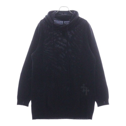 Felpa lunga con cappuccio Chrome Hearts Y NON cashmere cross patch nera usata 90cab578495b9787