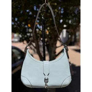 Bolso Hobo COACH Azul Claro Hamptons Arrugado Charol Hombro Cremallera ¡Nuevo! - Imagen 1 de 11