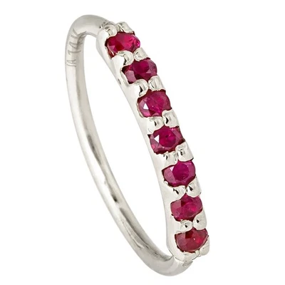 Joyería Avalancha 20G Oro 14K 7 Piedras Rubí Nariz Aro, 8mm (5/16") Anillo Nariz Foto 1 de 4